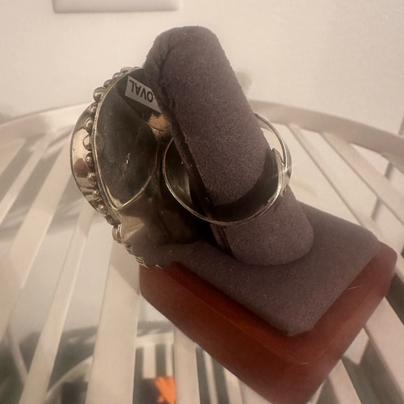 Adjustable German Silver and Jasper Ring - Picture 5 of 8